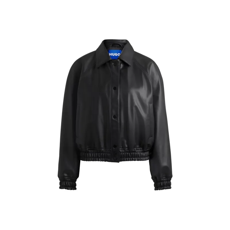 HUGO BOSS Relaxed-Fit Jacket In Faux Leather With Rear Logo Jackets Coats Women's Black-0