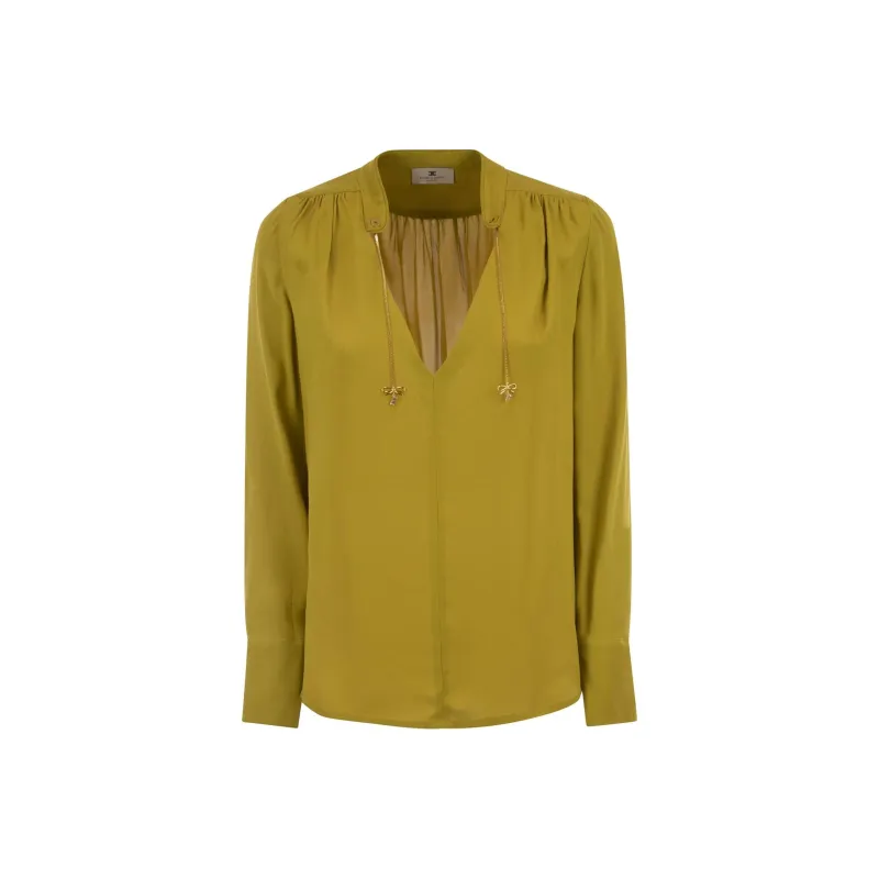 Elisabetta Franchi V Neck Ruched Blouse-0