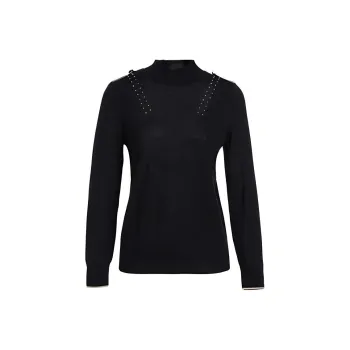 QIAOWANNI Knitwear Women's Elegant Blue