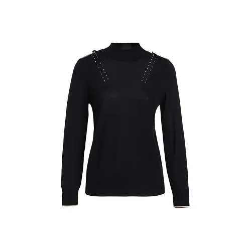 QIAOWANNI Knitwear Women's Elegant Blue