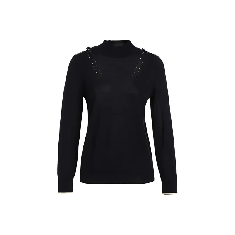 QIAOWANNI Knitwear Women's Elegant Blue-0