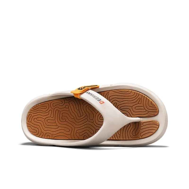 DEERWAY Abrasion Resistant Slip Resistant Flip Flops Men's Khaki Brown-4