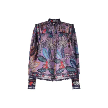 FARM RIO Floral-print Cotton Blouse