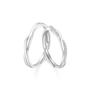 Lao Feng Xiang S925 Silver Ring Pair Unisex