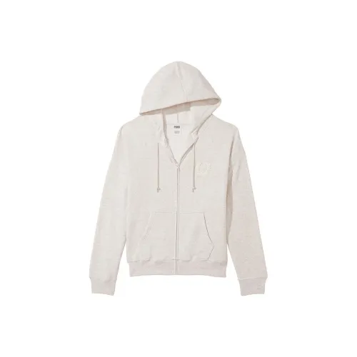 Victoria's Secret PINK IVY FLEECE FULL-ZIP HOODIE/HO Jackets Coats Women's Heather Oat Beige