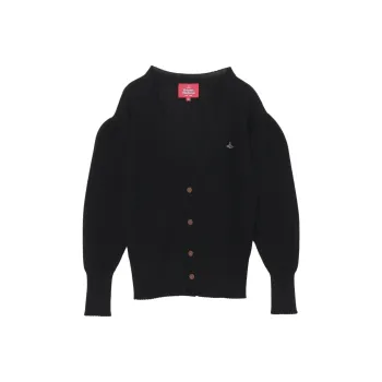 Vivienne Westwood Wool And Linen Lace Cardigan Sweater Knitwear Women's Black