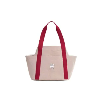 HERMES Cabriole Napp Cotton With Polyester Handbag Women's Red Terracotta