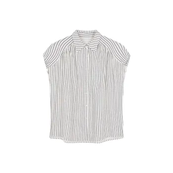 Mo Han Yi Mei Shirt Women's Navy Blue & White