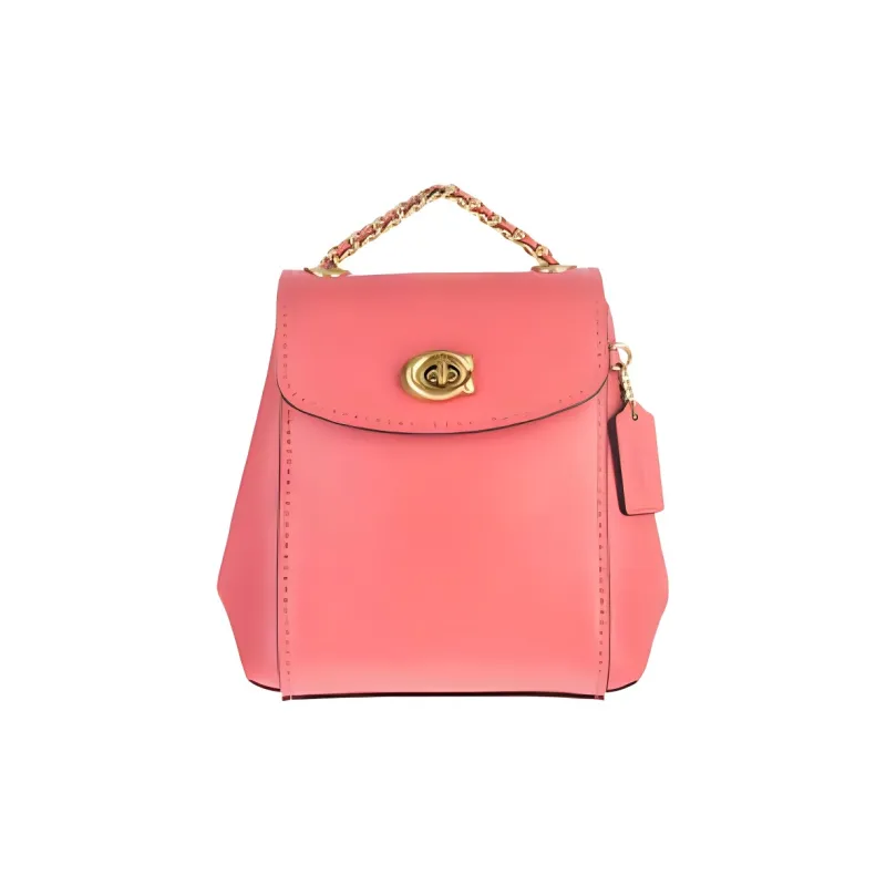 COACH Parker Leather Shoulder Bag, Crossbody Bag, Backpack Small Size Women's Brass/Multicolor Paper Shred Pink-2