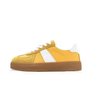 GLO BULL Slip Resistant Lightweight Height Increasing Low Top Skateboard Shoes Women's Yellow White