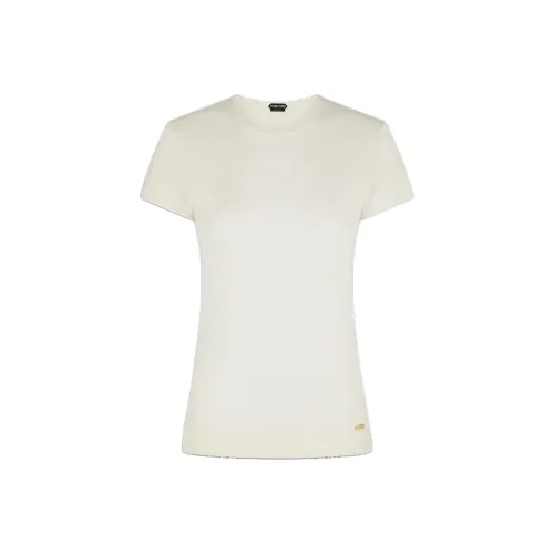 TOM FORD Solid Color Crew Neck Short-Sleeved T-Shirt Women's White
