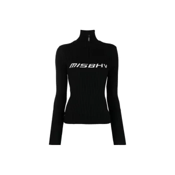 Misbhv Knitted Quarter Zip Long Sleeve Sweater 'Black'