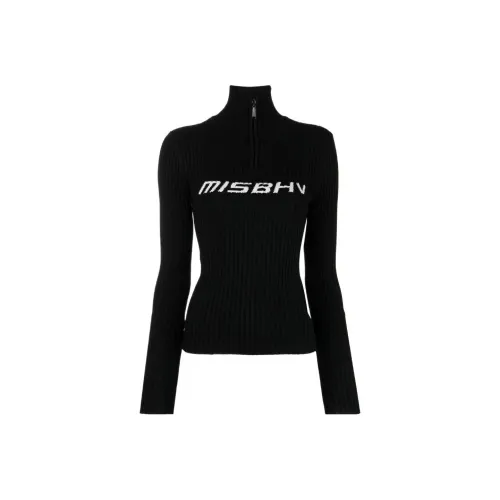 Misbhv Knitted Quarter Zip Long Sleeve Sweater 'Black'