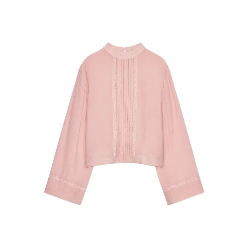 ZARA Shirt Women's Light Pink Red-0
