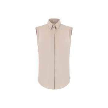 Brunello Cucinelli Sleeveless Curved Hem Shirt