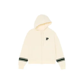 Victoria's Secret PINK Ivy Fleece Campus Full-Zip Hoodie/White Shell Sweatshirt Women's White Shells