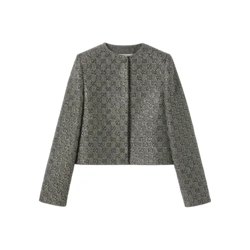 GUCCI Shimmery Monogrammed Tweed Jacket