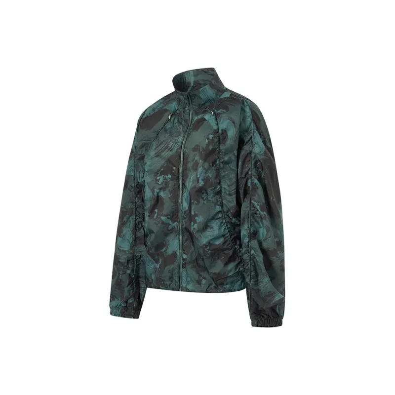 LiNing Fitness Series Jackets Coats Women's Cloud Emerald Green Dark Green Black All Over Print-0