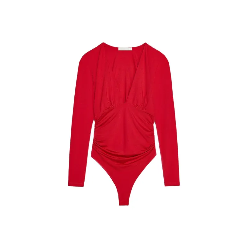 ZARA Bodysuits Women's Deep Red-0
