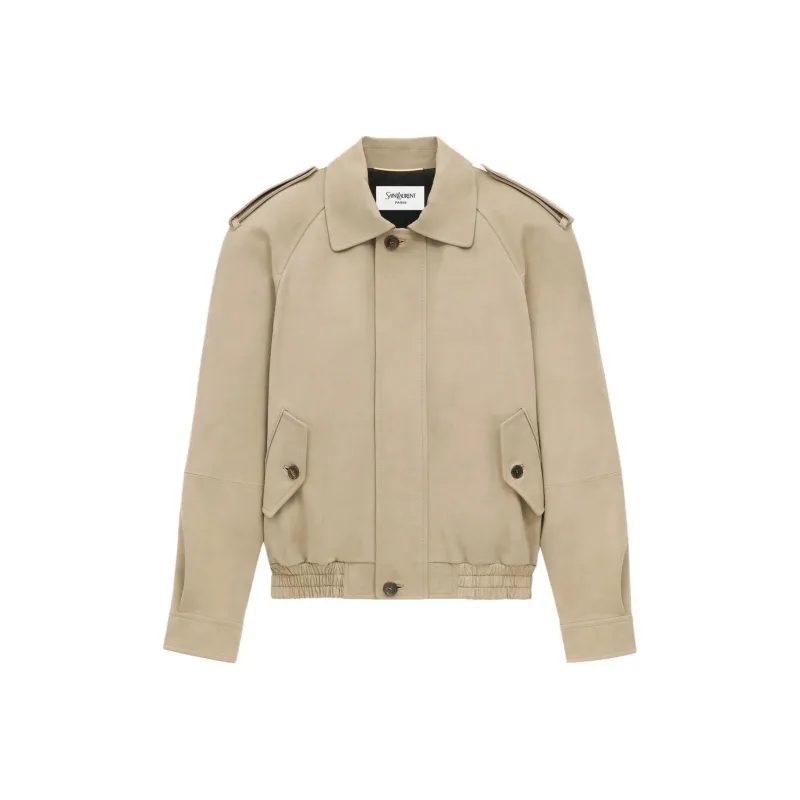 SAINT LAURENT Suede Bomber Jacket-0