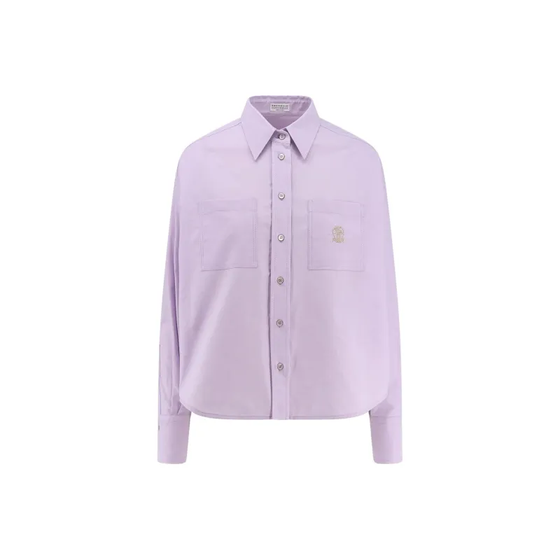Brunello Cucinelli Logo Embroidered Oxford Shirt-0