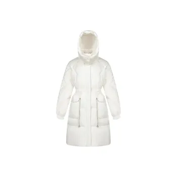 ERAL Solid Color Hooded Thickened Mid Length Down Jacket Women's