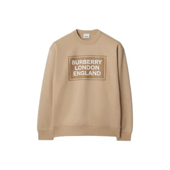 Burberry Santo Logo Print Crew Sweater Soft Fawn