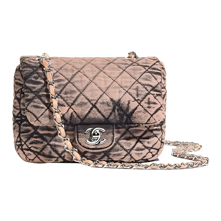 CHANEL Denim, Metal One Shoulder Handbag, Crossbody Bag Women's Pink Black-0