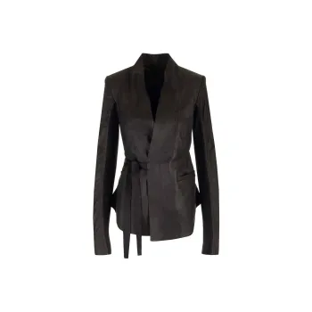 RICK OWENS Cracked-Effect Wrapped Jacket