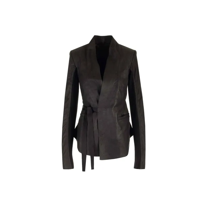 RICK OWENS Cracked Effect Wrapped Jacket-0