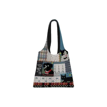 AOSONG Suede Technology Fabric Shoulder Bag Unisex Black