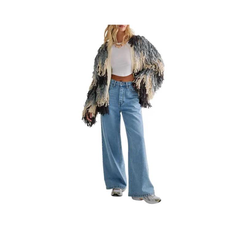 NASTY GAL Multi Colour Loop Oversized Cardigan Knitwear Women's Gray-0