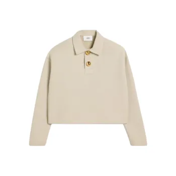 AMIPARIS Paris Long Sleeved Straight Hem Polo Top