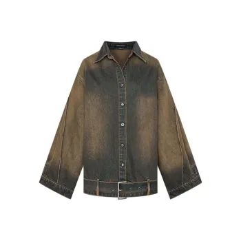 URBAN REVIVO UR Designer Collection Shirt Women's Dark Gray Blue