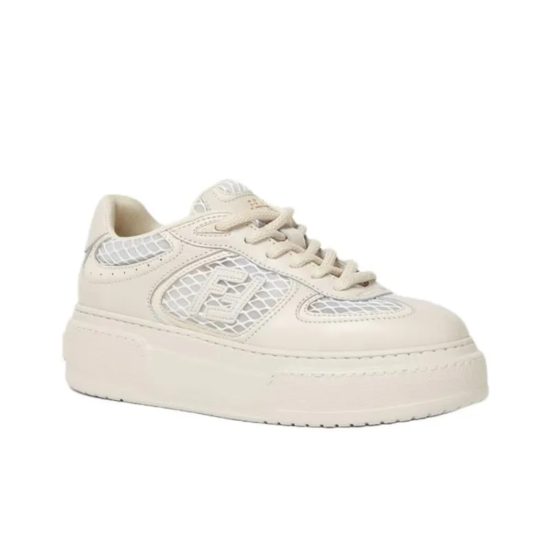 FENDI Match Low Top Skateboard Shoes Women's Beige-2