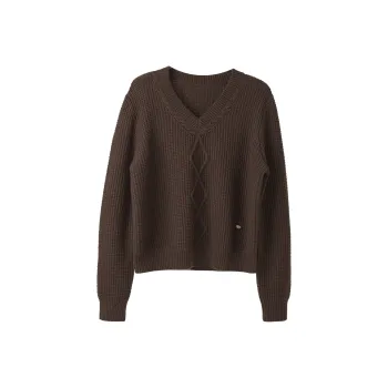 Fstudio Effortless Style V Neck Commute Versatile Long Sleeved Knitwear Women's