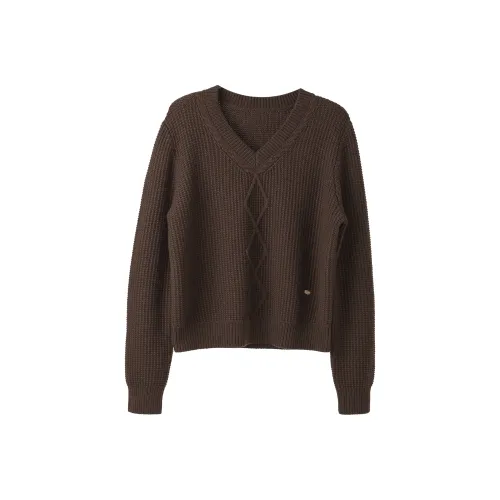 Fstudio Effortless Style V Neck Commute Versatile Long Sleeved Knitwear Women's