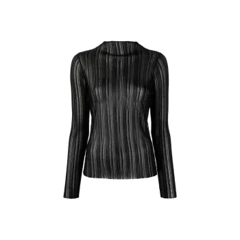 Anine Bing Amy Ribbed knit Sheer Top