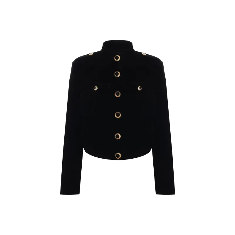TOM FORD Bonded Velvet Military Chasseur Jacket-0