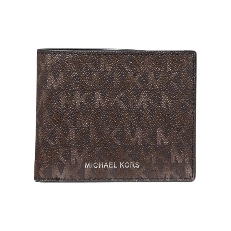 MICHAEL KORS MK Cooper Coated Canvas Card Holder Wallet Men's Black Brown-0
