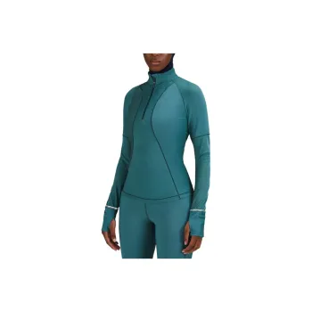 Lululemon Two-Tone Ribbed Running Half Zip Jackets Coats Women's Cool Blue