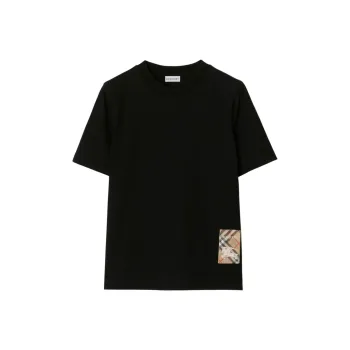 Burberry Checked Patch Crewneck T Shirt