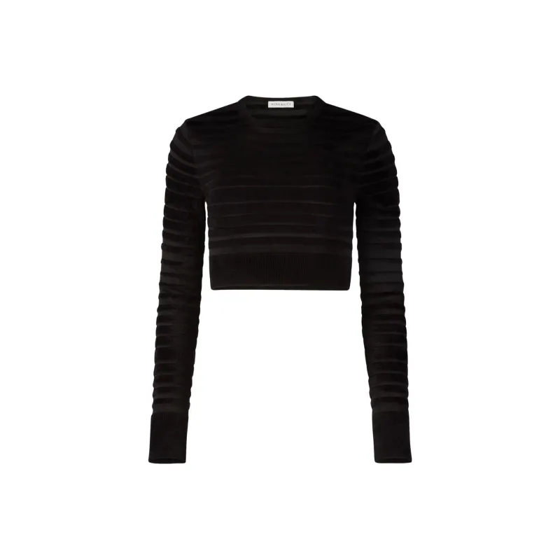 NINA RICCI Cropped Top With Tonal Stripe-0