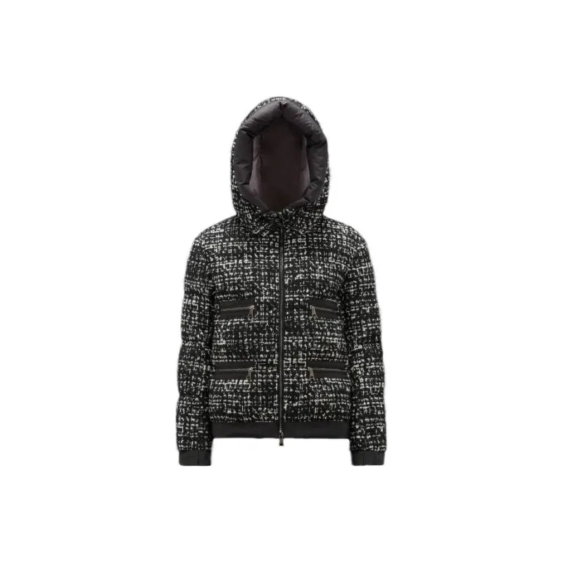 Moncler Orange Panelled Tweed Puffer Jacket-0