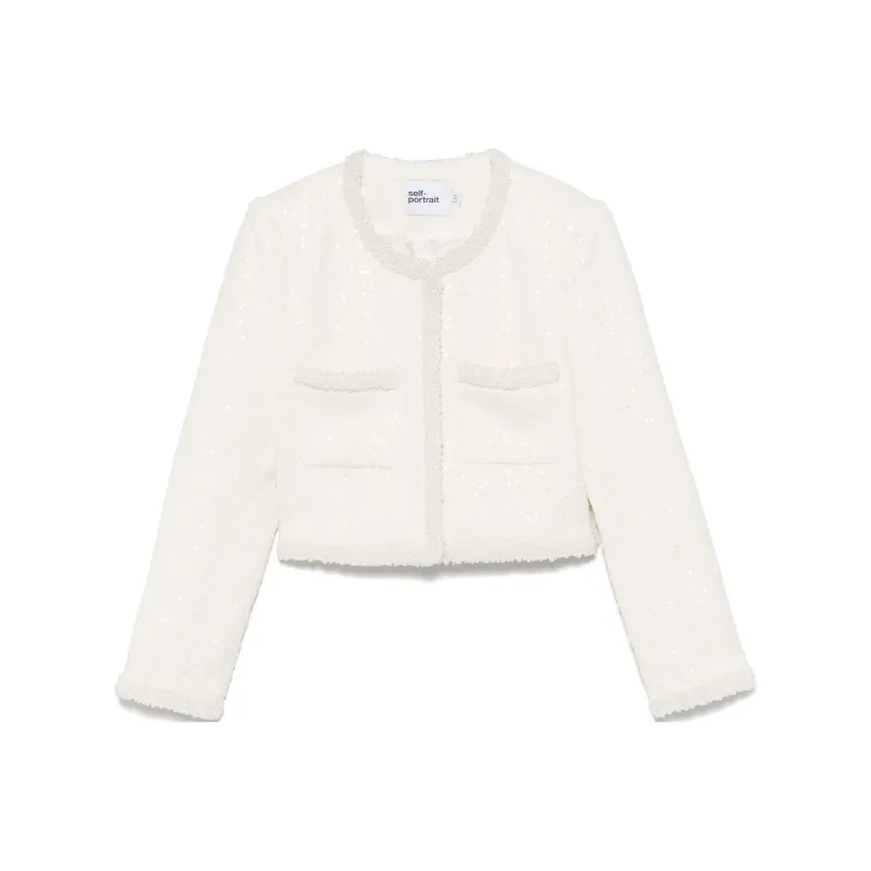 Self portrait Boucle Embellished Trim Jacket-0