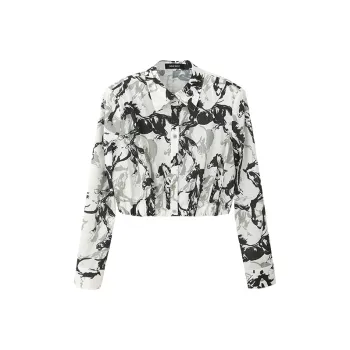 NINE WEST Shirt Women's Green Floral