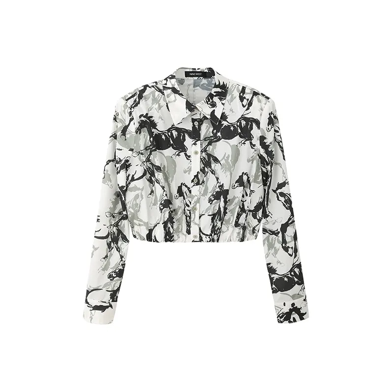 NINE WEST Shirt Women's Green Floral-0