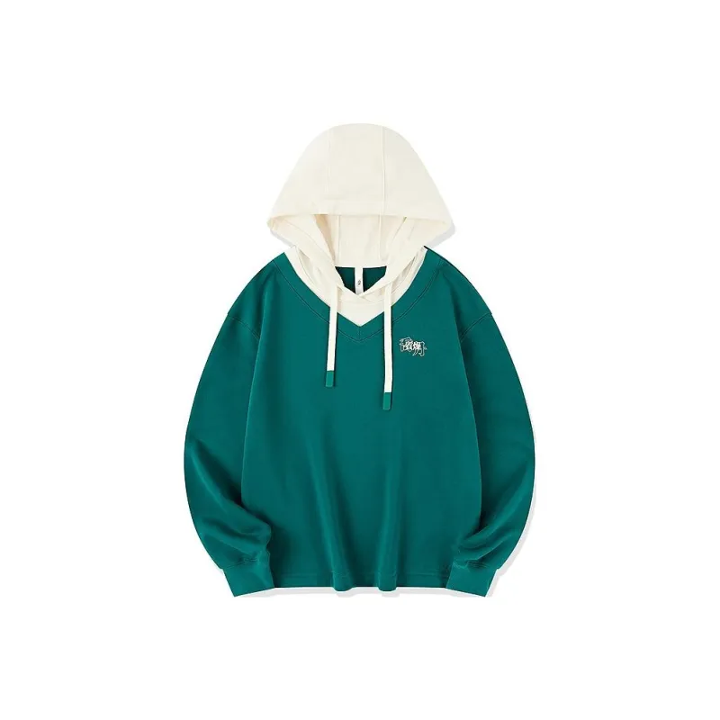 QIAODAN Sweatshirt Women's Crowned Sparrow Green/Cream White-0