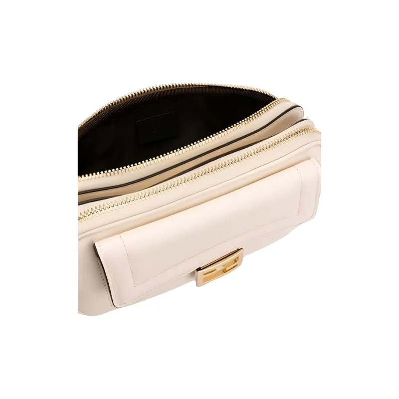 FENDI Baguette Leather Baguette Bag Crossbody Bag, Shoulder Bag Mini Women's White-3