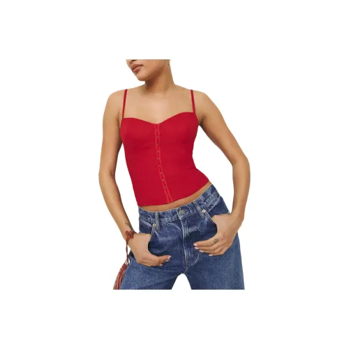 REFORMATION Christen Linen Top Camisole Women's Lipstick Color